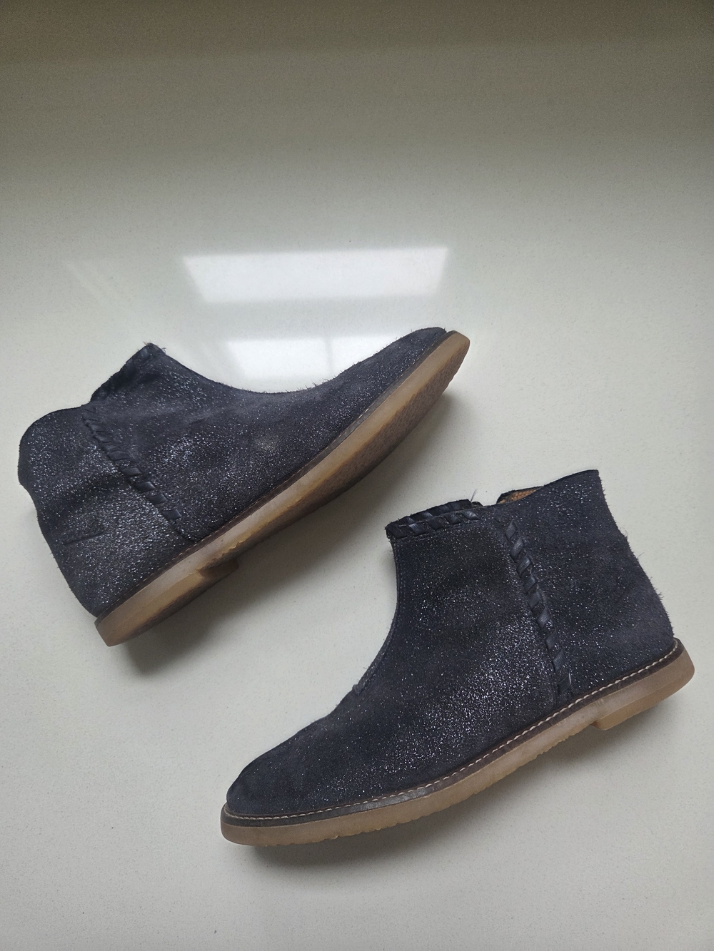 Pom D'Api Black Sparkle Ankle Boots for Kids